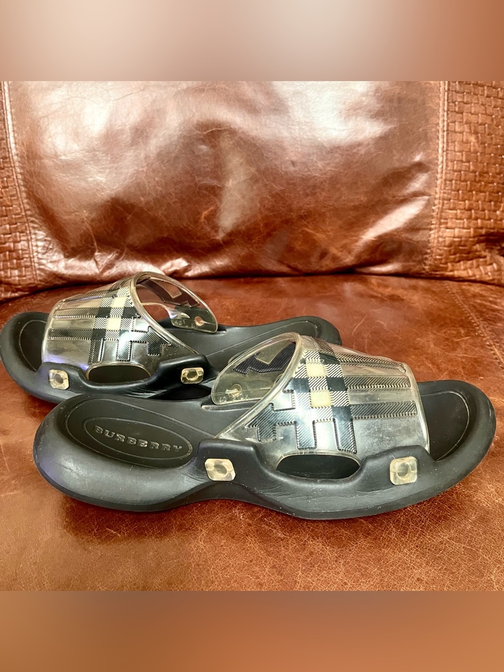 Burberry Iconic Check Pattern Pool Slide Sandals